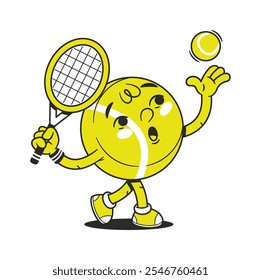 Enthusiastic tennis ball cute character