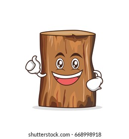 Enthusiastic tree trunk character cartoon vector illustration