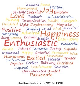 enthusiastic word cloud concept. Vector illustration.