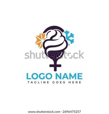 Enticing ice cream logo concept featuring a stylized snowflake, perfect for dessert shops, cafes, or any sweet treat business offering cool, refreshing delights