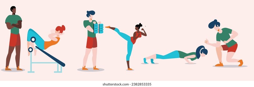 An enticing vector set featuring fitness models, ideal for promoting a healthy lifestyle and fitness-related content with visual flair