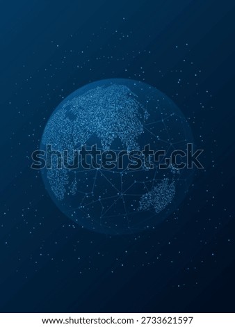 The entire globe is covered by the internet. Modern means of communication in the digital world. Abstract poster in blue tones.