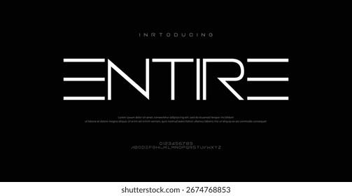 Ganze minimale kreative Tech-Logo-Alphabet-Schriftarten. Typografie minimalistisch urban sans serif digitale Mode Zukunft kreative Logos Schriftarten. Vektorgrafik
