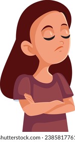 
Entitled Teen Girl Feeling Smug and Superior Vector Cartoon Character. Teenager having a haughty and arrogant attitude because of her selfishness 
