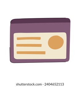 entity id card cartoon. information name, access pass, contact document entity id card sign. isolated symbol vector illustration