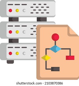 entity relationship model Concept, rdbms Vector Color Icon Design, Big data Symbol, Business intelligence Sign,Web hosting and Data Center Stock Illustration