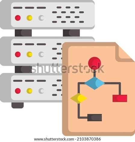 entity relationship model Concept, rdbms Vector Color Icon Design, Big data Symbol, Business intelligence Sign,Web hosting and Data Center Stock Illustration
