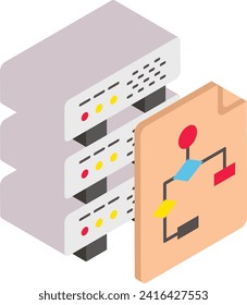entity relationship model isometric Concept, rdbms Vector Icon Design, Big data Symbol, Business intelligence Sign,Web hosting and Data Center Stock Illustration