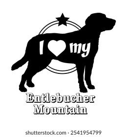 Entlebucher Mountain. dog silhouette, i love my dog,  dog, dog breeds, logo, vector, silhouette, animal, illustration, icon, sign, black, pet,