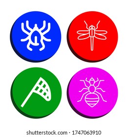 entomology simple icons set. Contains such icons as Acari, Dragonfly, Butterfly net, Louse, can be used for web, mobile and logo