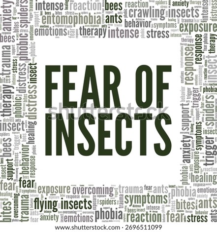 Entomophobia: Fear of Insects word cloud conceptual design isolated on white background.
