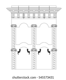Entrance architectural work vector black paint on the white background