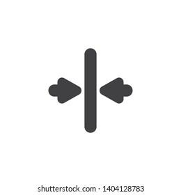 Entrance arrows vector icon. filled flat sign for mobile concept and web design. Door close arrows glyph icon. Symbol, logo illustration. Vector graphics