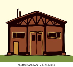 Entrance to the barn. Vector drawing