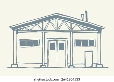 Entrance to the barn. Vector drawing