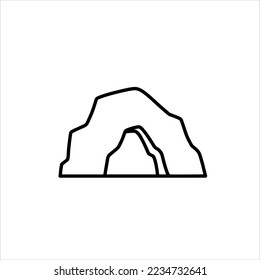 Entrance to cave. Stone mountain with underground dungeon. Hand drawn icon illustration.