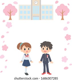 entrance ceremony family smile set, girl and boy, junior high school