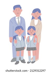 Entrance ceremony image illustration of a family of four