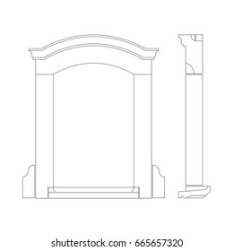 Entrance decoration vector for door and window black paint on the white background