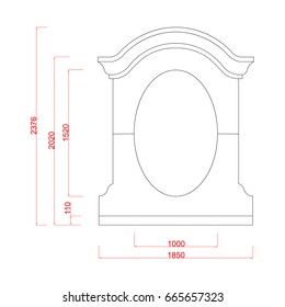 Entrance decoration vector for door and window black paint on the white background