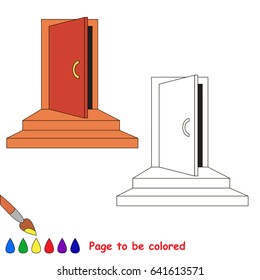 Entrance Door to be colored, the coloring book for preschool kids with easy educational gaming level.