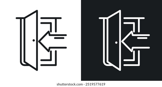 Entrance door black and white icon.