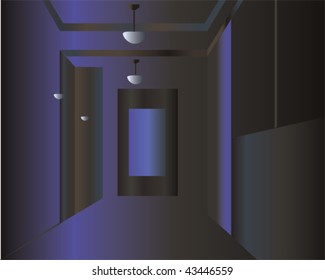 Entrance door brightly lit; vector illustration