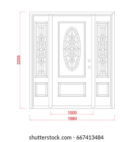 Entrance door decoration vector  black paint on the white background