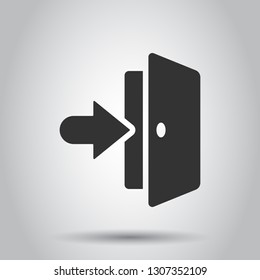 Entrance door in flat style. Exit illustration on white background. Doorway entrance concept.