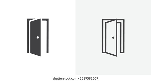 Entrance door icon. solid filled and stroke thin line style eps 10