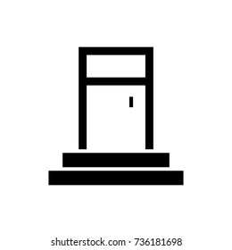 entrance door icon, vector illustration, black sign on isolated background