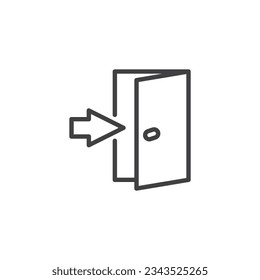Entrance door line icon. linear style sign for mobile concept and web design. Exit or entrance door outline vector icon. Symbol, logo illustration. Vector graphics