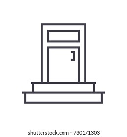 entrance, door vector line icon, sign, illustration on white background, editable strokes