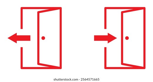 Entrance and exit vector icons. Entrance and exit door  vector icons. 