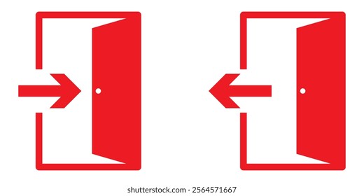 Entrance and exit vector icons. Entrance and exit door  vector icons. 