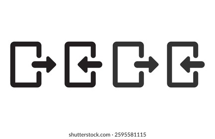 Entrance and exit vector icons. Sing in and sign out, login and logout icons isolated. 