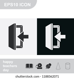 Entrance flat black and white vector icon. Log in symbol.