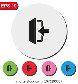 Entrance flat round colorful vector icon. Log in symbol.