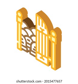 entrance gate to cemetery isometric icon vector. entrance gate to cemetery sign. isolated symbol illustration