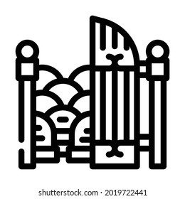 entrance gate to cemetery line icon vector. entrance gate to cemetery sign. isolated contour symbol black illustration