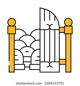 entrance gate to cemetery line icon vector. entrance gate to cemetery sign. isolated symbol illustration