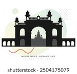 Entrance Gate to Mysore Palace - Amba Vilas Palace -Mysuru, Karnataka - Stock Illustration as EPS 10 File