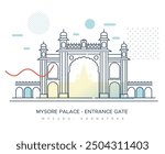 Entrance Gate to Mysore Palace - Amba Vilas Palace -Mysuru, Karnataka - Stock Illustration as EPS 10 File