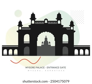 Puerta de entrada al Palacio de Mysore - Palacio Amba Vilas -Mysuru, Karnataka - Ilustración de stock como archivo EPS 10