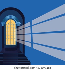 Entrance with gate vector illustration