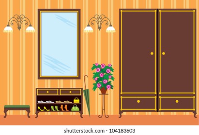 Entrance hall in apartment. vector
