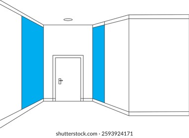 Entrance Hall vectors, Modern urban buildings, including contemporary office centers and city hall structures, are depicted in a sleek, flat design. Minimalist interior elements complement the archite