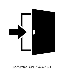 entrance icon illustration with arrow in solid black style