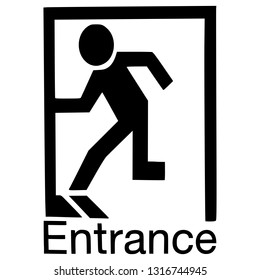 Entrance  icon,  logo, symbol, sign  isolated. Template on white background.  2D Simple flat Style graphic design. Black and white color.  Vector EPS10