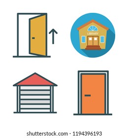 entrance icon set. vector set about door, garage and house icons set.
